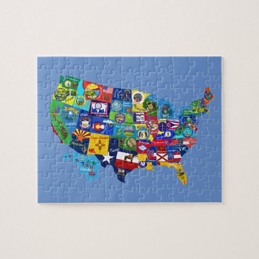 USA MAP mit Fahnen-Puzzle Puzzle (Horizontal)