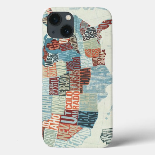 USA Map mit Staaten in Worten Case-Mate iPhone Hülle (Rückseite)