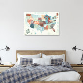 USA Map mit Staaten in Worten Leinwanddruck (Insitu (Schlafzimmer))
