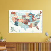 USA Map mit Staaten in Worten Leinwanddruck (Insitu (Wohnzimmer))
