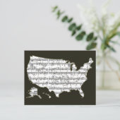 USA Map & Musical Notes Postkarte (Stehend Vorderseite)