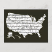 USA Map & Musical Notes Postkarte (Vorderseite)
