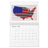 USA Map Silhouette und Flag Kalender (Feb 2026)