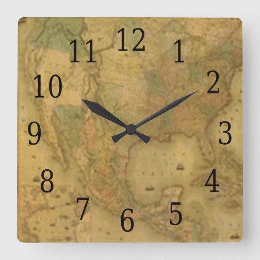 USA Map Square Clock Quadratische Wanduhr (Vorderseite)