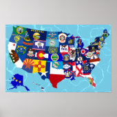 USA Map State Flags Mosaic Poster (Vorne)