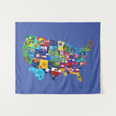 USA Map Tapestry Wandteppich (Vorderseite (Horizontal))