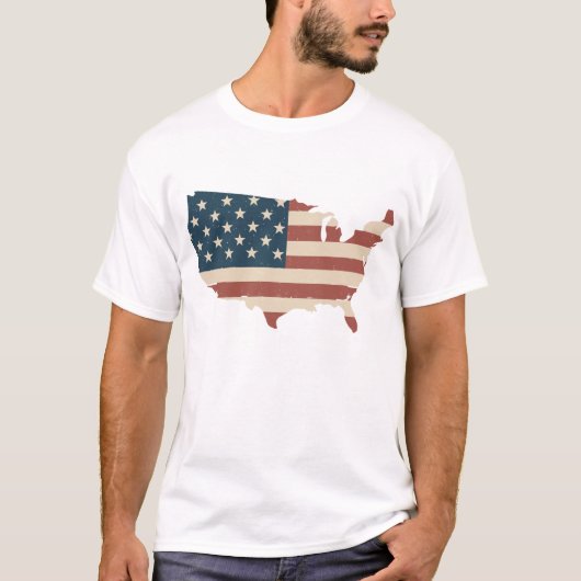USA map Vintag American flag tee (Vorderseite)