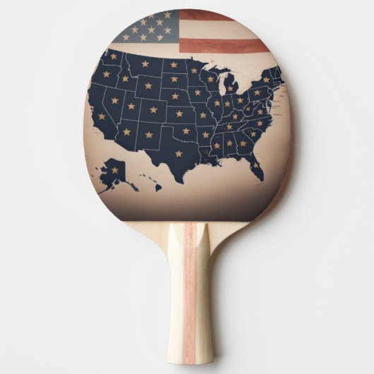 USA Map Vintag Tischtennis Schläger (Vorderseite)