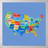 USA MAP watercolor artwork Poster (Vorne)