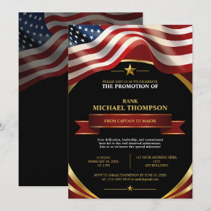 USA-Marine-Beförderung Amerikanische Flagge Gold Einladung