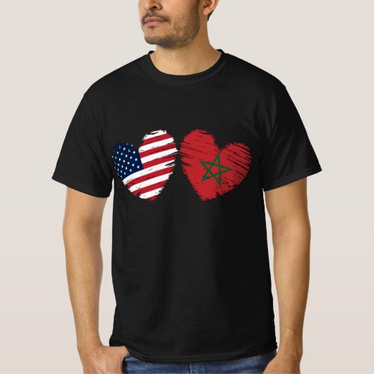 USA Marokko Flaggenstaat Marokko Herz marokkanisch T-Shirt (Vorderseite)