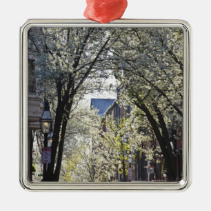 USA, Massachusetts, Boston, Beacon Hill. Silbernes Ornament