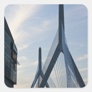 USA, Massachusetts, Boston. Die Zakim-Brücke.2 Quadratischer Aufkleber