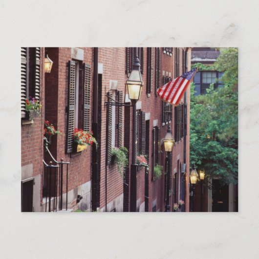 USA, Massachusetts, Boston, Häuser entlang von Aco Postkarte (Vorderseite)