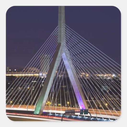 USA, Massachusetts, Boston. Leonard Zakim Quadratischer Aufkleber (Vorderseite)