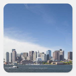 USA, Massachusetts, Boston, Stadt-Skyline und Quadratischer Aufkleber