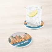 USA, Massachusetts. Boston Waterfront Panorama Sandstein Untersetzer (Seite)