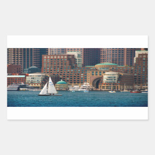 USA, Massachusetts. Boston Waterfront Skyline 2 Rechteckiger Aufkleber