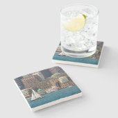 USA, Massachusetts. Boston Waterfront Skyline 2 Steinuntersetzer (Seitenansicht)