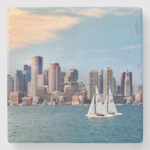 USA, Massachusetts. Boston Waterfront Skyline 3 Steinuntersetzer