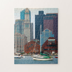 USA, Massachusetts. Bostons Wasserfront-Skyline Puzzle