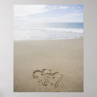 USA, Massachusetts, Die Herzen gezeichnet am Sands Poster