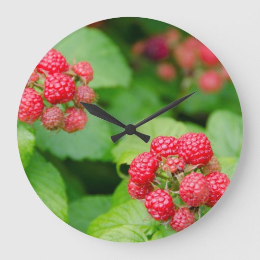 USA, Massachusetts, Nantucket. Ripe Raspberries Große Wanduhr (Vorderseite)