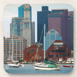 USA, Massachusetts. Panorama der Bostoner Uferprom Getränkeuntersetzer