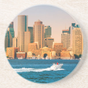 USA, Massachusetts. Panorama der Bostoner Uferprom Sandstein Untersetzer