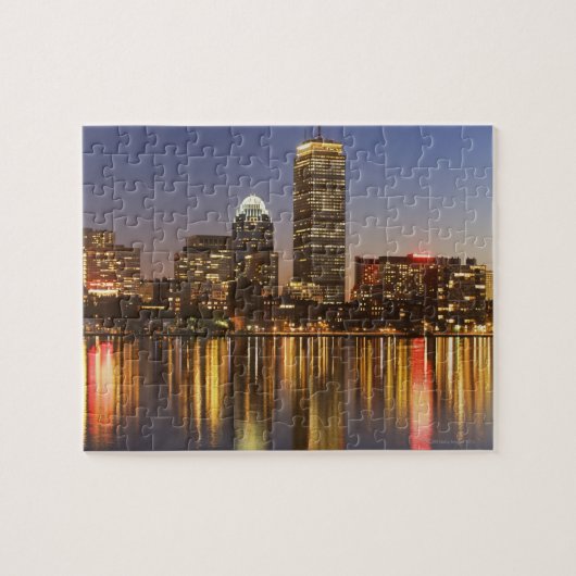 USA, Massachusetts, Skyline von Boston bei Abenddä Puzzle (Horizontal)