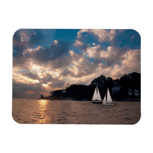 USA, Massachusetts. Sunset Sailing Magnet (Horizontal)
