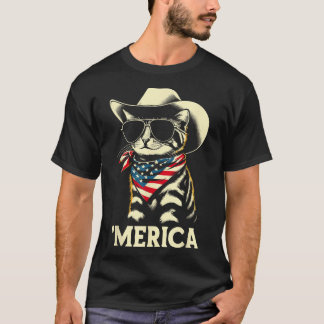 USA Merica Katze 4. Juli Männer Frauen Kinder Funn T-Shirt