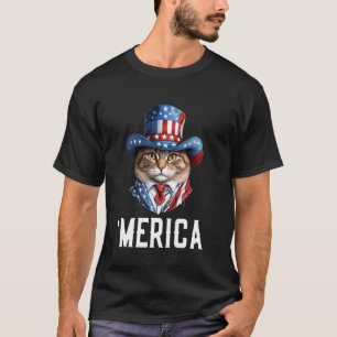 USA 'Merica Katze 4. Juli Männer Frauen Kinder Lus T-Shirt
