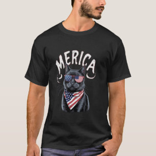 USA 'Merica Katze 4. Juli Männer Frauen Kinder Lus T-Shirt