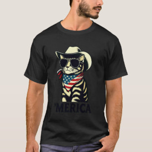 USA 'Merica Katze 4. Juli Männer Frauen Kinder Lus T-Shirt