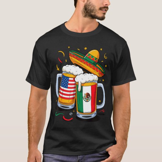 USA Mexiko Bier Cinco de Mayo T-Shirt (Vorderseite)