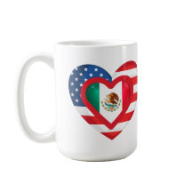 USA/Mexiko Flag Herz Designer Tasse