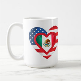 USA/Mexiko Flag Herz Designer Tasse
