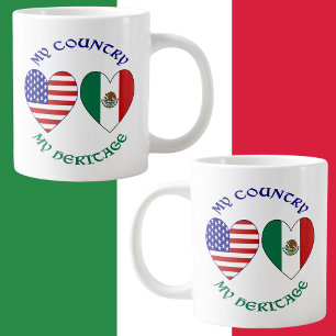 USA Mexiko-Flagge Herzen Mein Land Mein Erbe Jumbo-Tasse