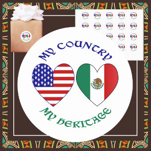 USA Mexiko-Flagge Herzen Mein Land Mein Erbe Runder Aufkleber