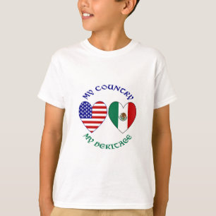 USA Mexiko-Flagge Herzen Mein Land Mein Erbe T-Shirt
