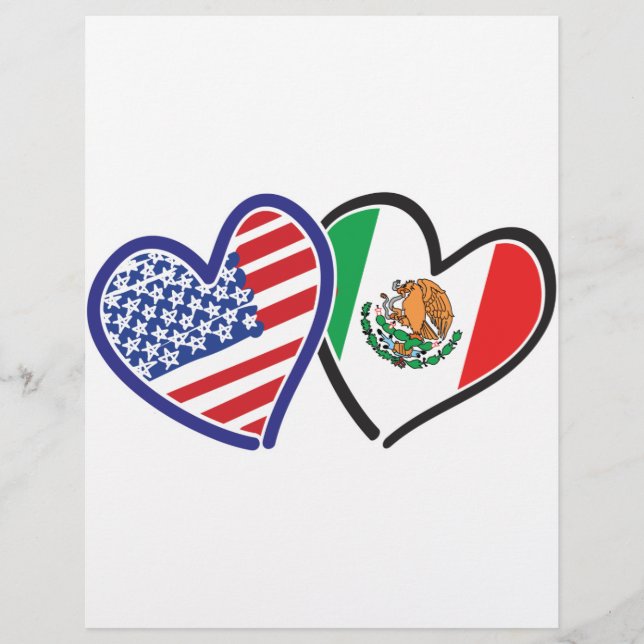 USA Mexiko Herzflags (Vorderseite)