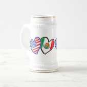 USA Mexiko Herzflags Bierglas (Vorderseite Links)