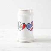 USA Mexiko Herzflags Bierglas (Mittel)