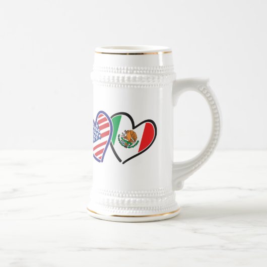 USA Mexiko Herzflags Bierglas (Rechts)