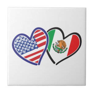 USA Mexiko Herzflags Fliese