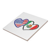 USA Mexiko Herzflags Fliese (Seite)
