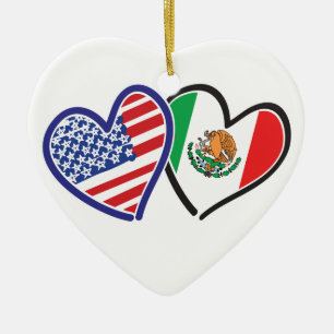USA Mexiko Herzflags Keramikornament