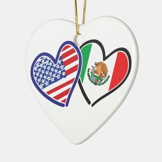 USA Mexiko Herzflags Keramikornament (Links)