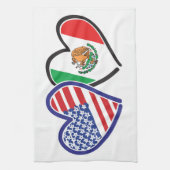 USA Mexiko Herzflags Küchentuch (Vertikal)